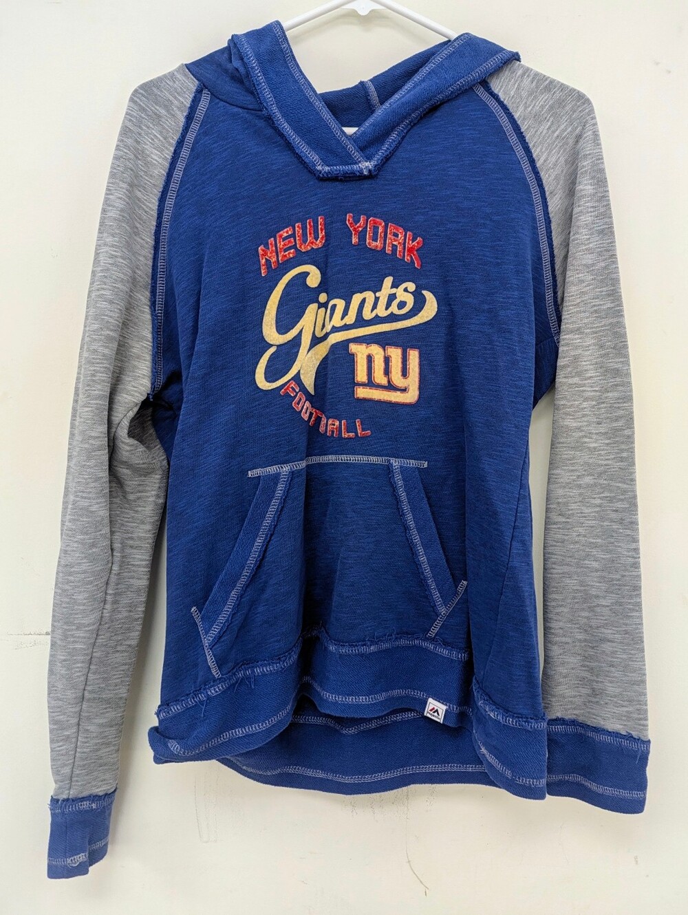 Majestic NY Giants Lightweight Hoodie Sweatshirt Women's Medium Blue Grey NFL